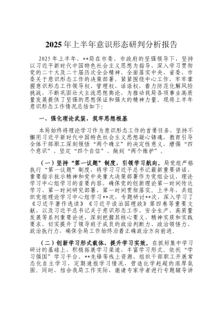 2025年上半年意识形态研判分析报告