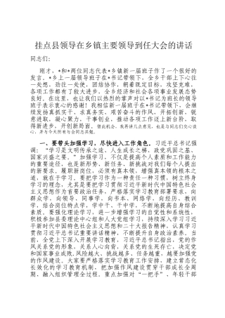 挂点县领导在乡镇主要领导到任大会的讲话