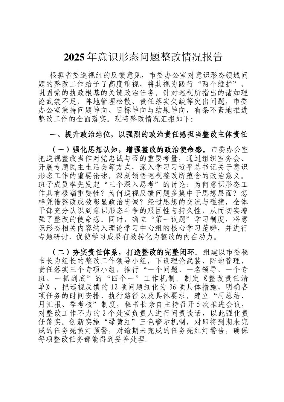 2025年意识形态问题整改情况报告_第1页