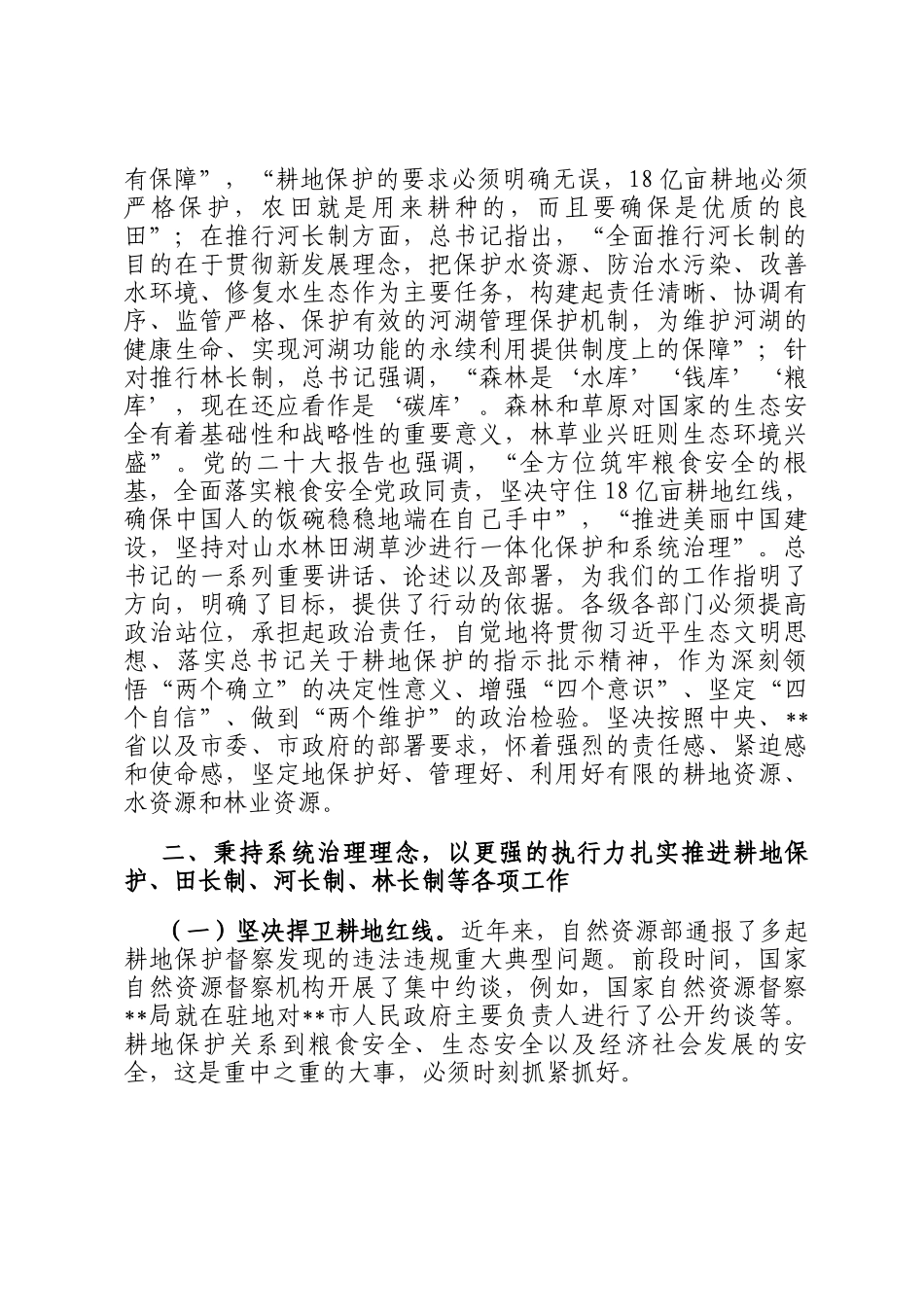 2025年在耕地保护暨田长制、河长制、林长制工作会议上的讲话_第2页