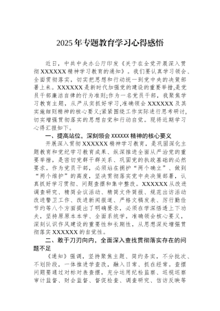2025年专题教育学习心得感悟