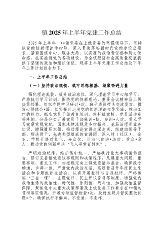 镇2025年上半年党建工作总结