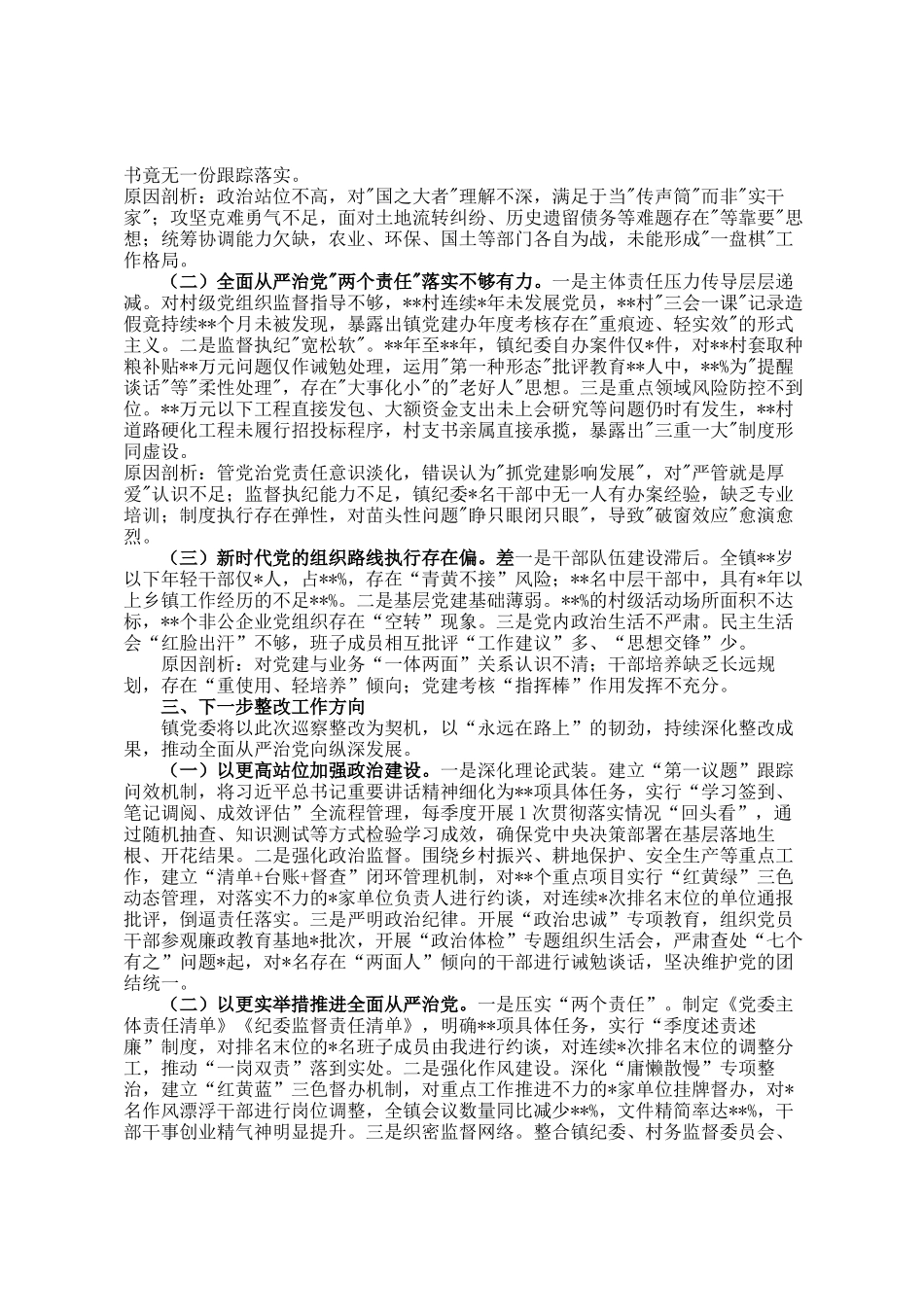 镇党委书记巡察情况汇报材料_第2页