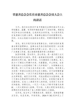 省慈善总会会长在市慈善总会会员大会上的讲话