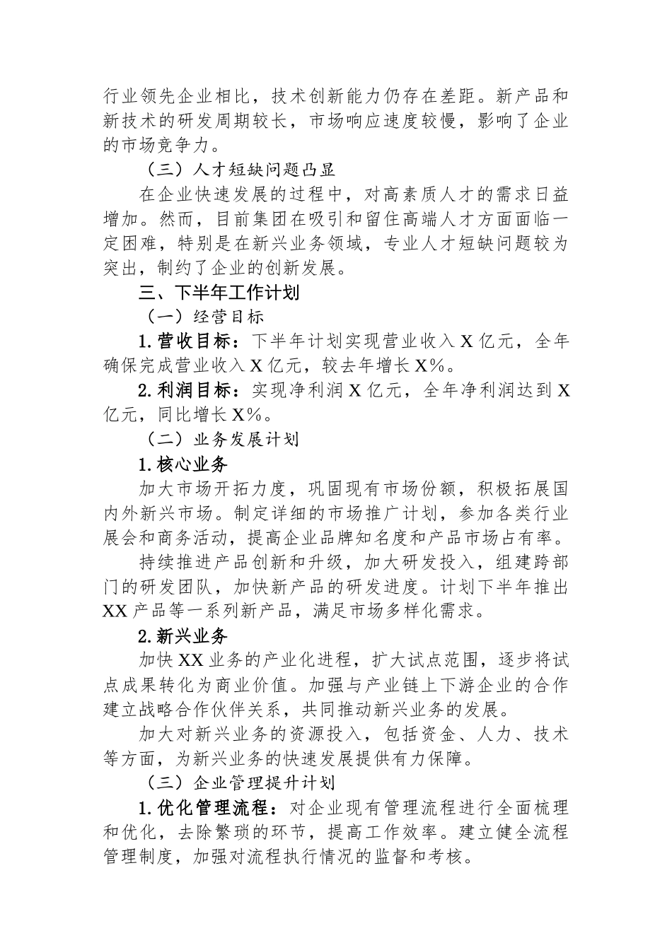 XX集团2025年上半年工作总结暨下半年工作计划_第3页