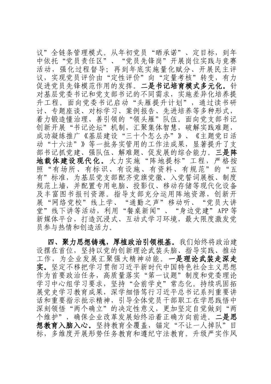 国企党委书记在全市党建工作座谈会上的汇报发言_第3页
