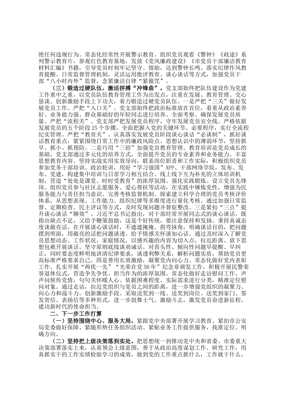 市公安局某党支部上半年党建工作总结_第2页