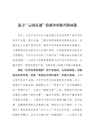 追寻“云南足迹”绘就乡村振兴新画卷