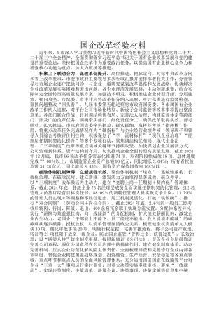 国企改革经验材料