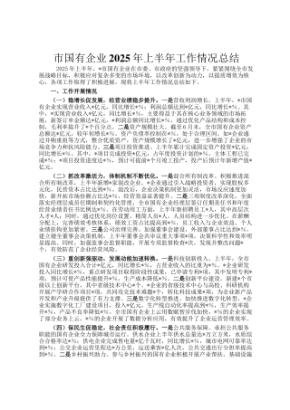 市国有企业2025年上半年工作情况总结
