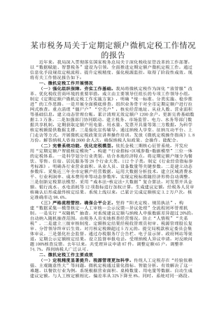 某市税务局关于定期定额户微机定税工作情况的报告