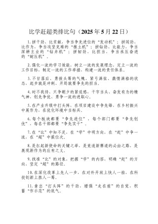 比学赶超类排比句（2025年5月22日）