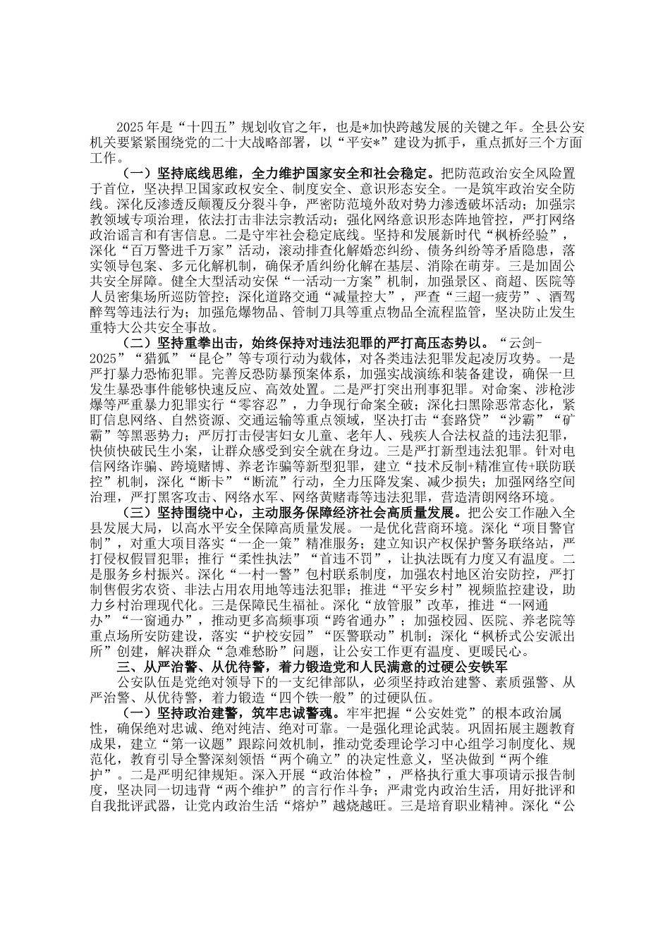 某县委书记在2025年全县公安工作会议上的讲话_第2页