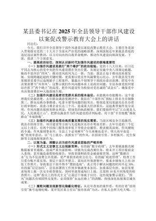 某县委书记在2025年全县领导干部作风建设以案促改警示教育大会上的讲话