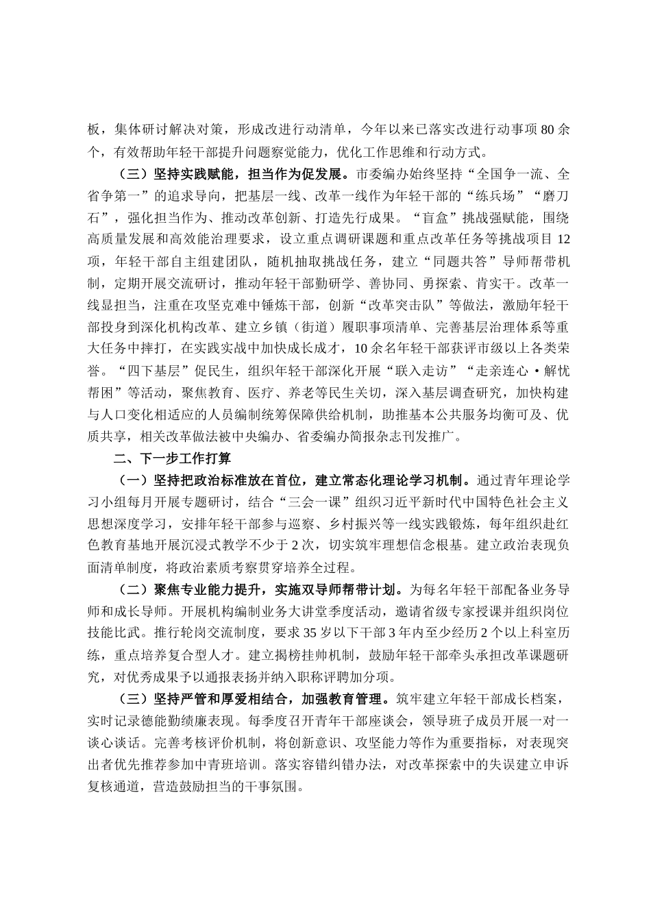 市委编办关于年轻干部培养工作情况的报告_第2页