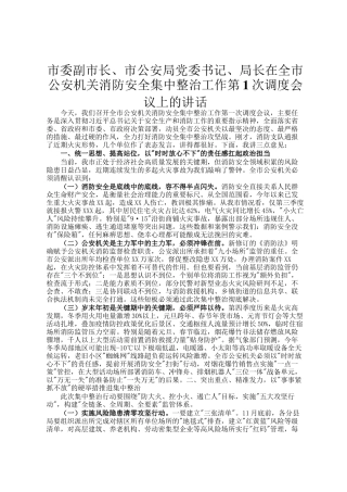 市委副市长、市公安局党委书记、局长在全市公安机关消防安全集中整治工作第1次调度会议上的讲话