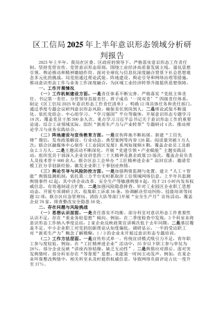 区工信局2025年上半年意识形态领域分析研判报告