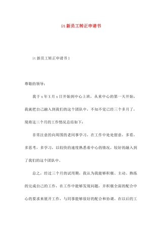 it新员工转正申请书