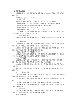 一级医院基本标准