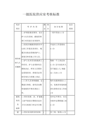 一级医院供应室检查标准