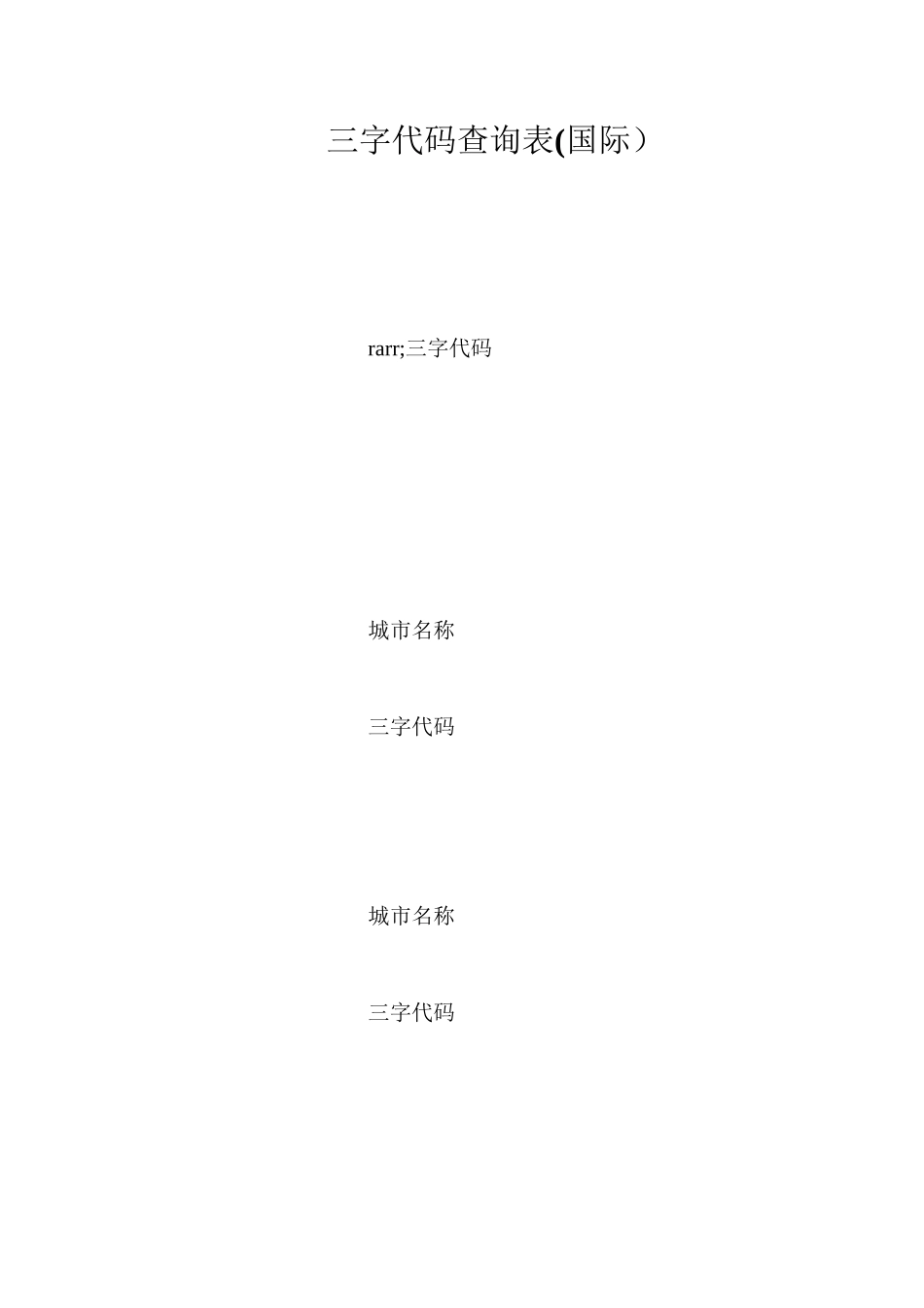 三字代码查询表(国际）_第1页