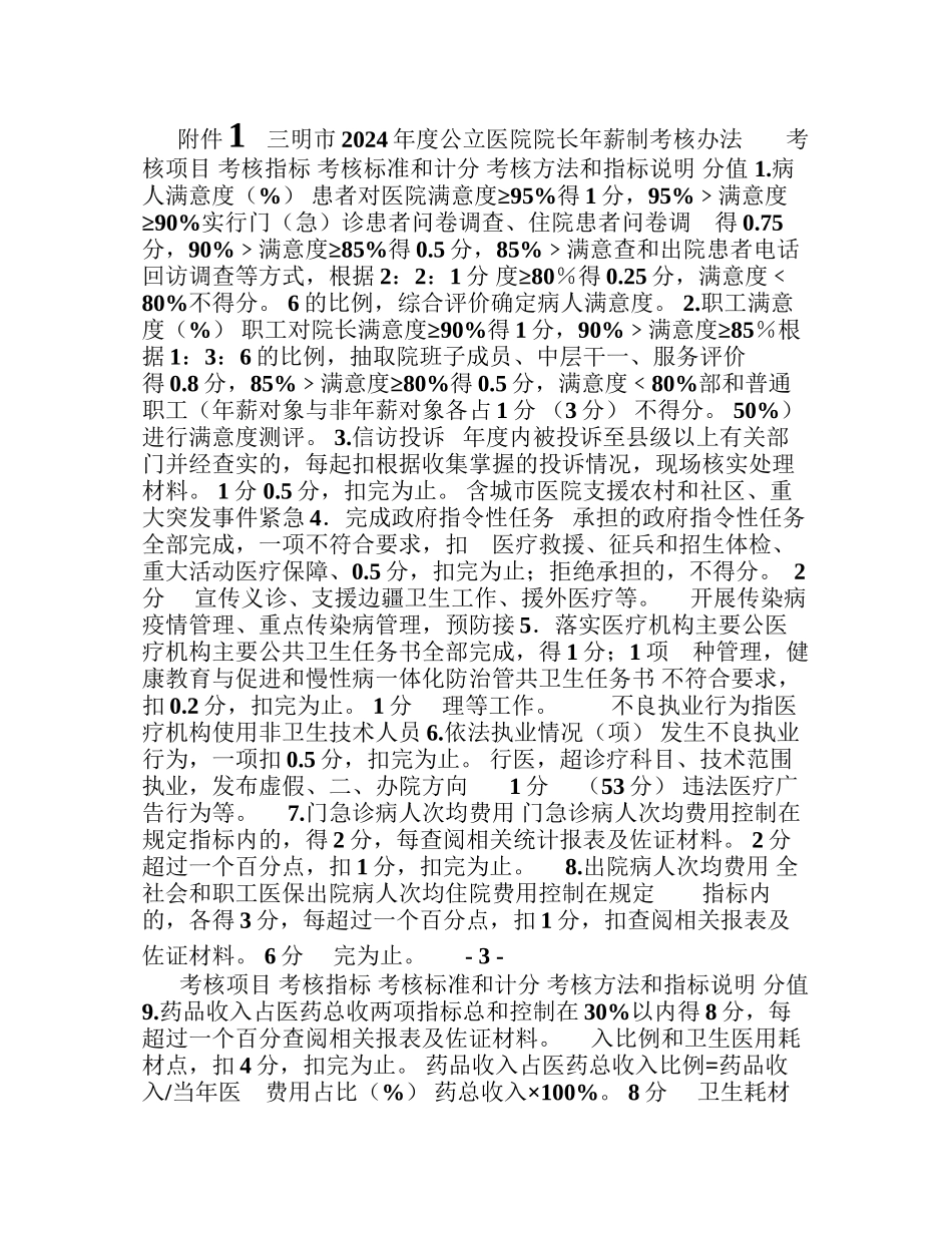 三明公立医院院长考核表_第1页