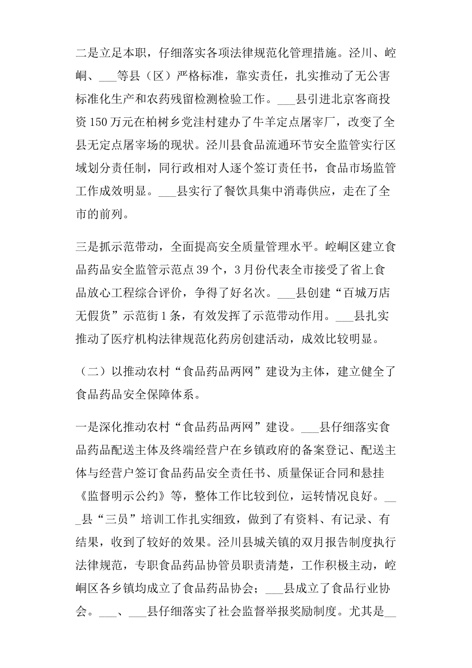 上半年市食品药品安全工作督查情况通报_第2页