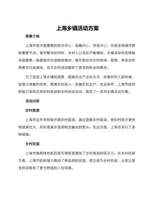 上海乡镇活动方案