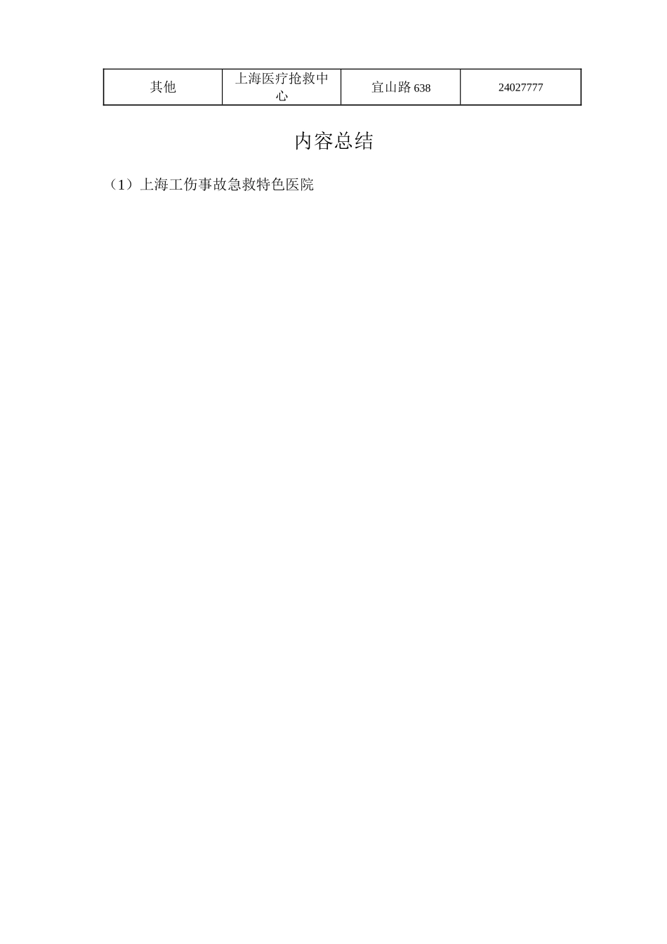 上海市工伤事故急救特色医院清单_第2页