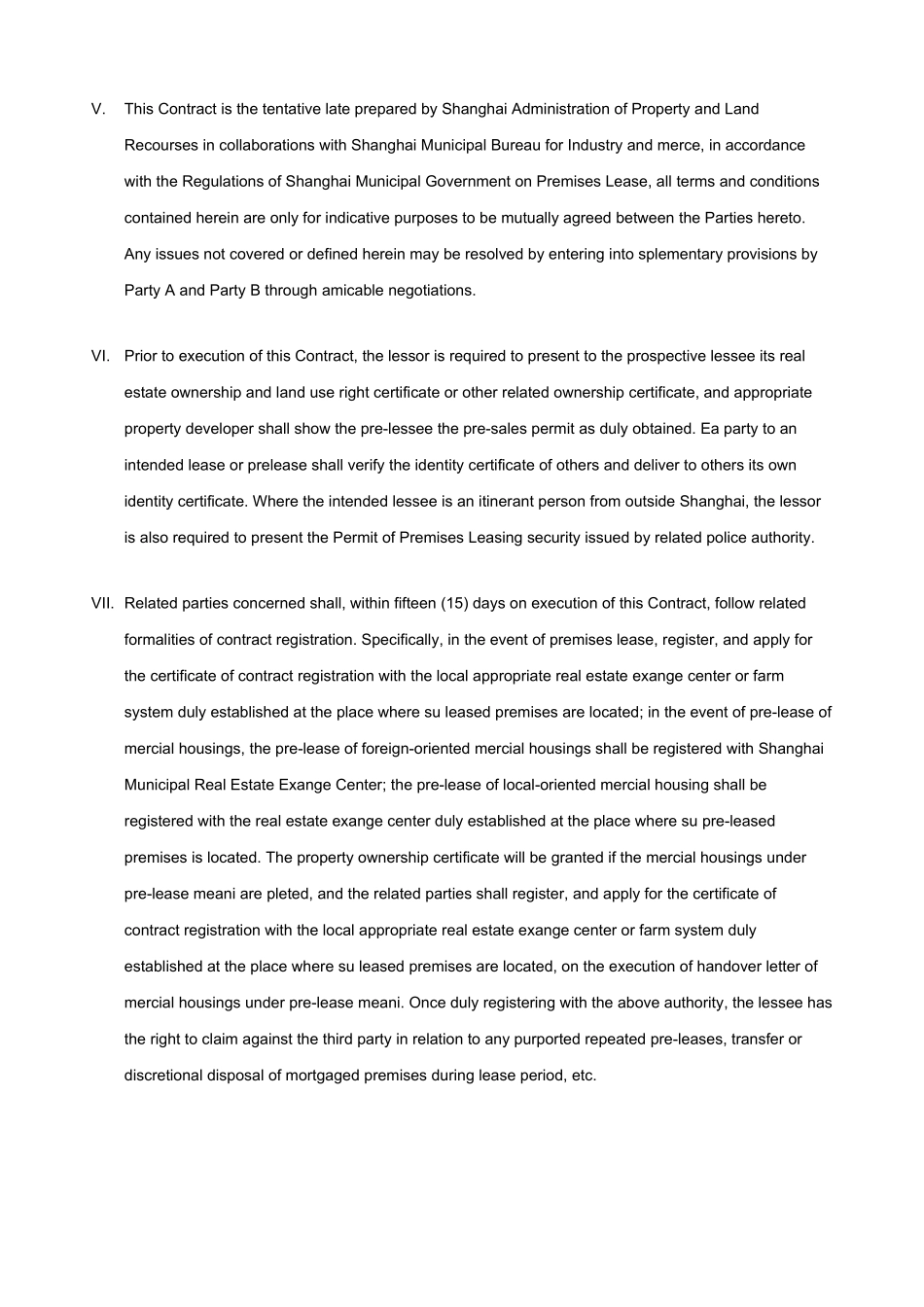 上海市房屋租赁合同英文版_第3页