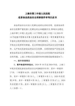 上海第三中级人民法院危害食品药品安全刑事案件审判白皮书