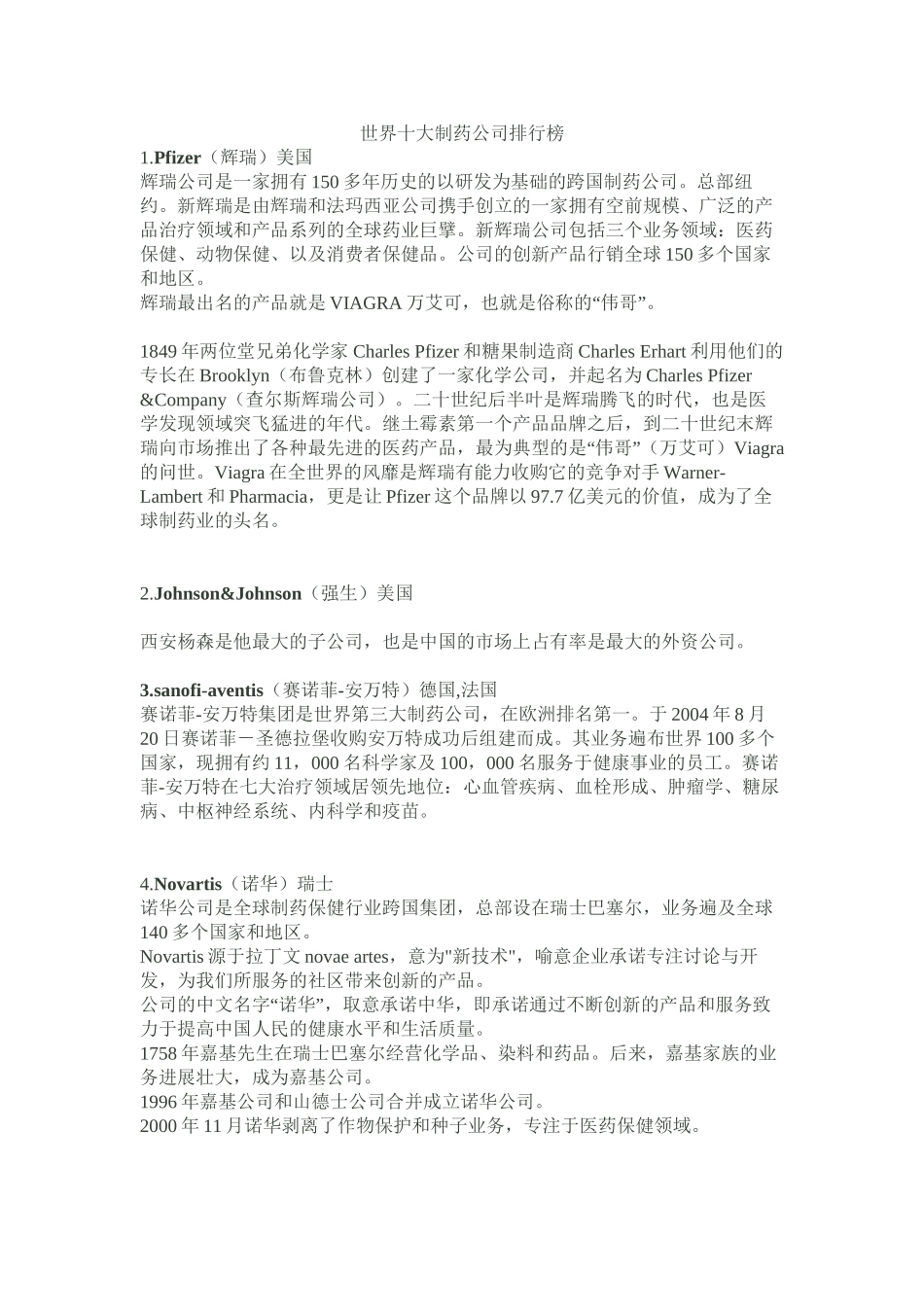 世界十大制药公司排行榜_第1页