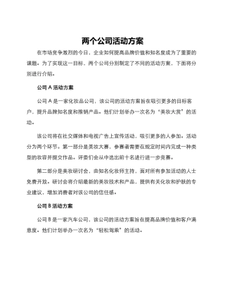 两个公司活动方案