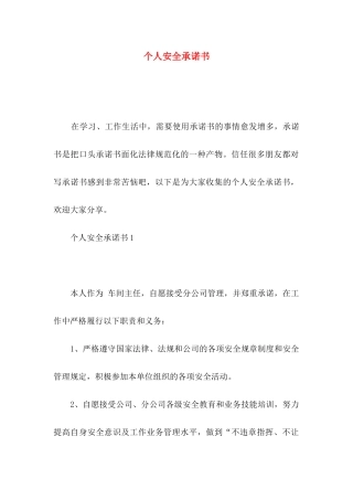 个人安全承诺书