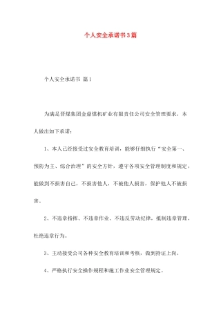 个人安全承诺书3篇