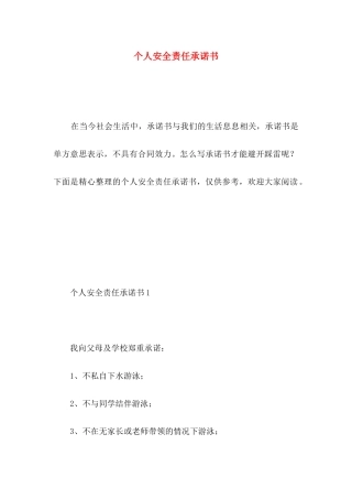 个人安全责任承诺书