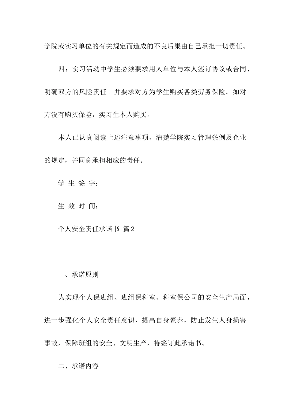 个人安全责任承诺书模板锦集8篇_第2页