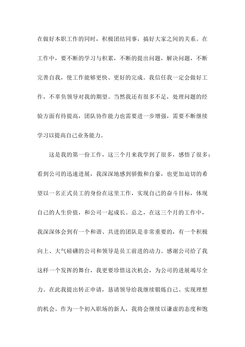 个人工作转正申请书_第3页