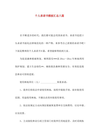 个人承诺书模板汇总八篇