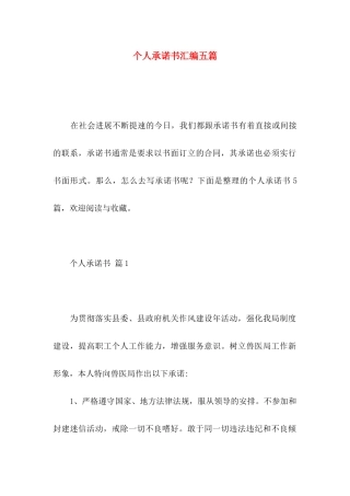 个人承诺书汇编五篇