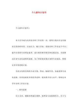 个人新年计划书