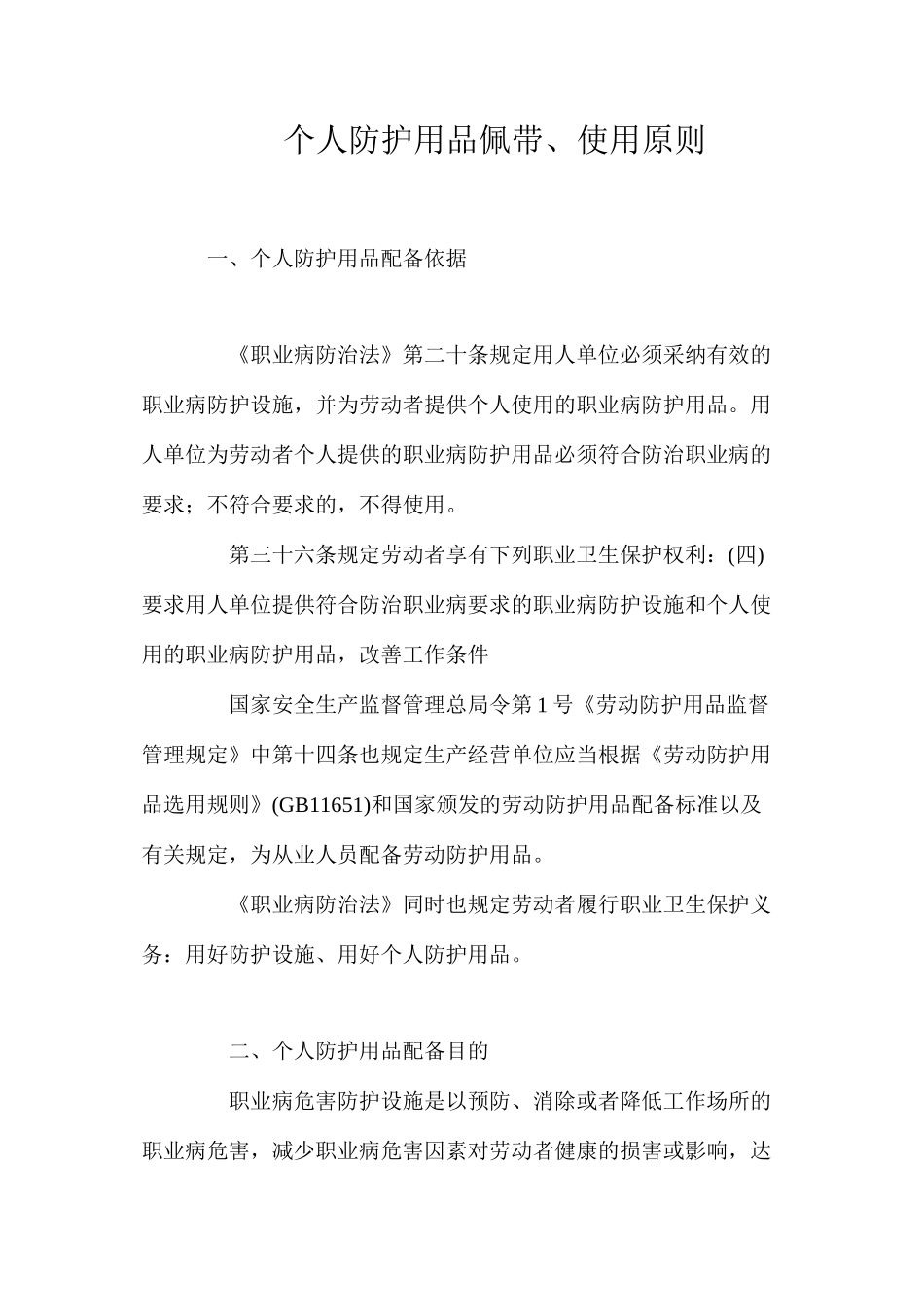 个人防护用品佩带、使用原则_第1页