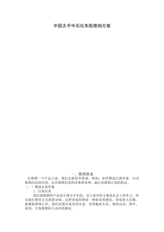 中国太平中石化车险推销方案