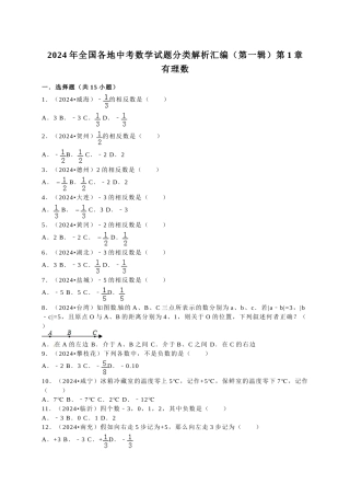 中考数学-2024中考真题有理数