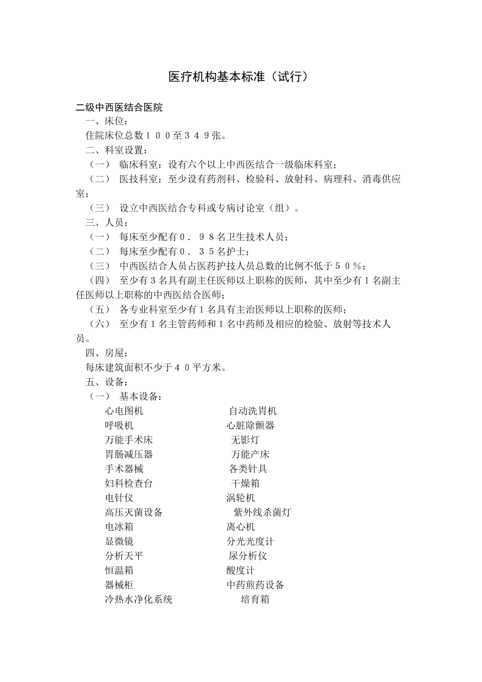 中西医结合医院基本标准_第1页