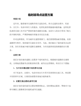 临时疏导点运营方案