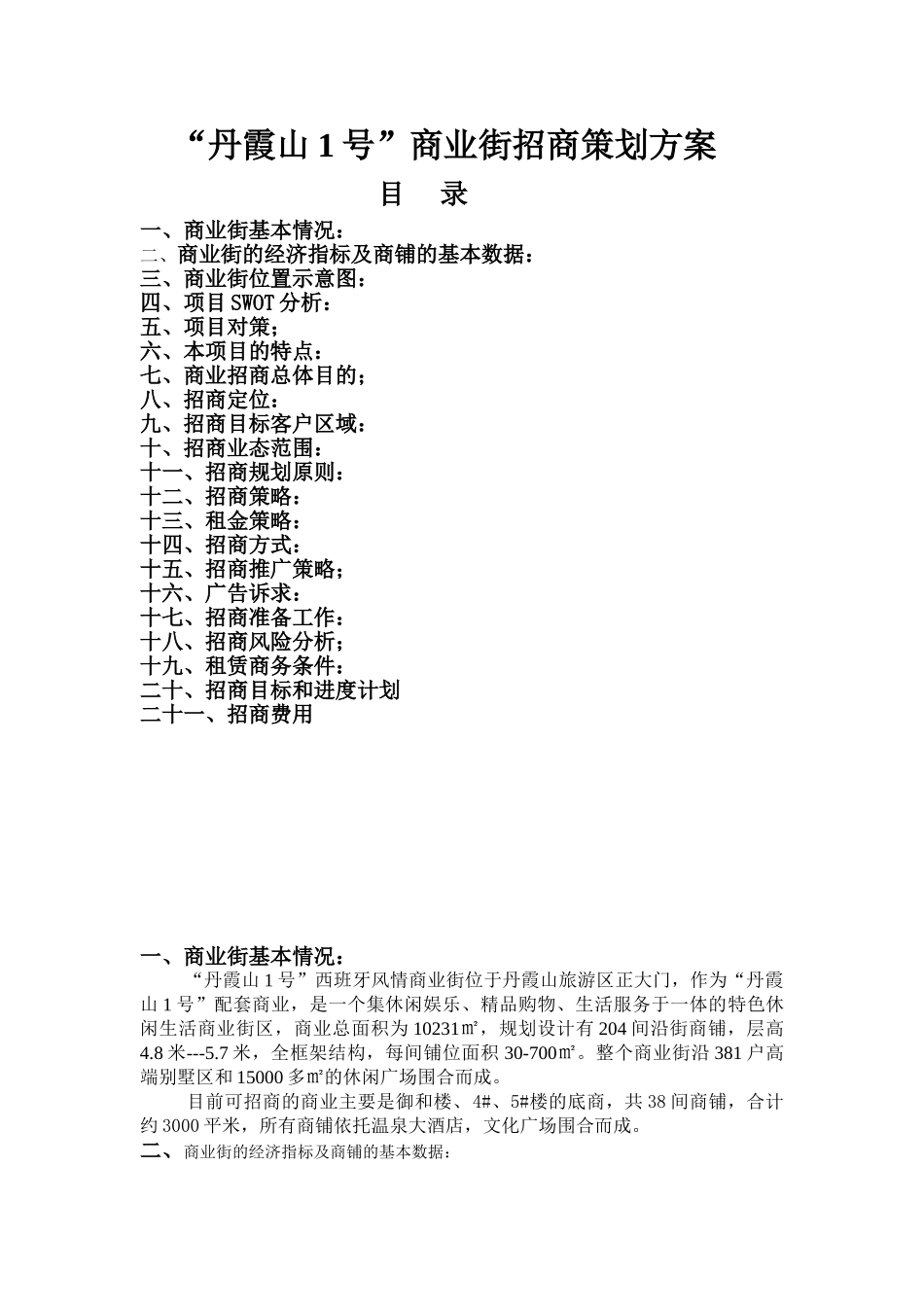 丹霞山1号商业街招商方案_第1页