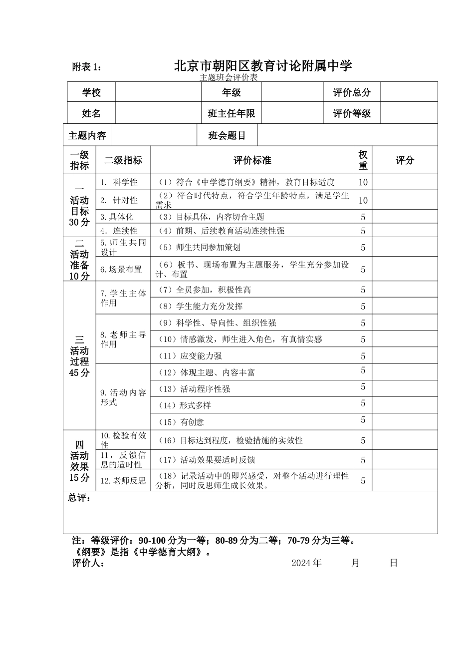 主题班会评优活动方案_第3页