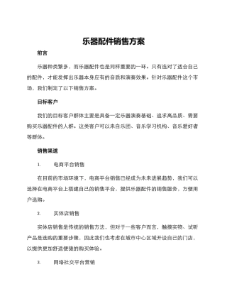 乐器配件销售方案