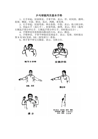 乒乓球裁判员基本手势